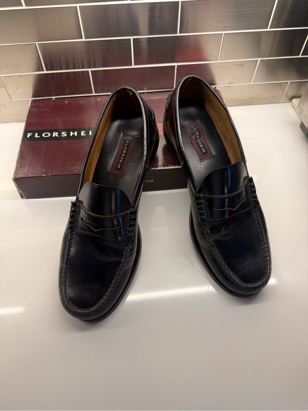 Florsheim Men's Black Leather Penny Loafers
